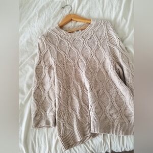 Old Navy Cotton Blend Cable Knit Beige Sweater
